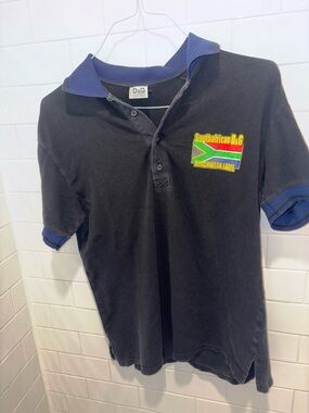 D&G Black Polo with Navy Trim and Multicolor South African Patch
